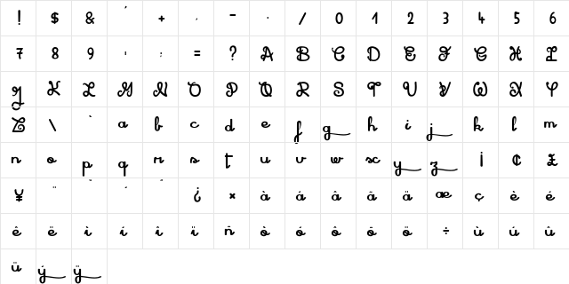 Shadow Boxing Regular  glyph index