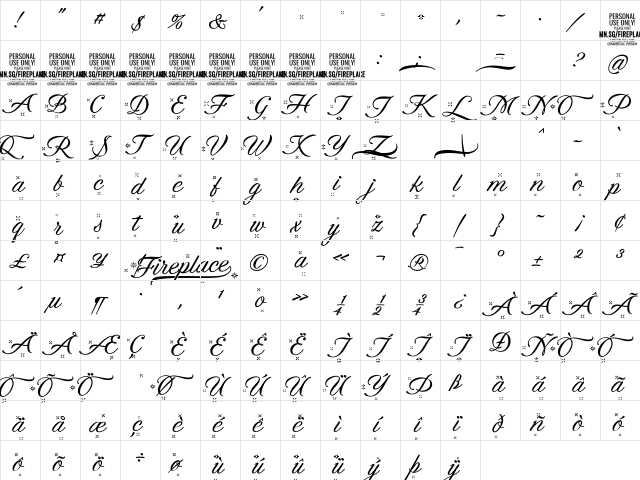 Fireplace PERSONAL USE ONLY Regular  glyph index