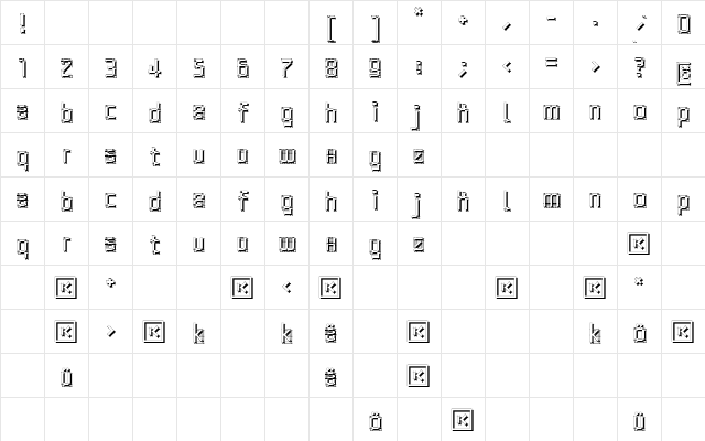 Architypo Regular  glyph index
