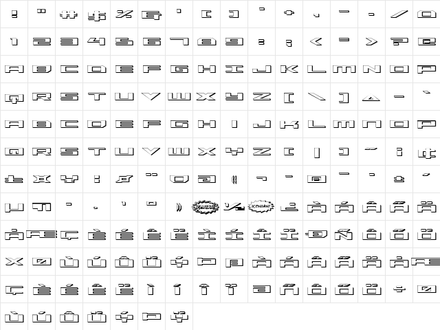 Trireme 3D Regular  glyph index