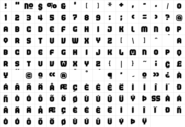 Judgement Black  glyph index