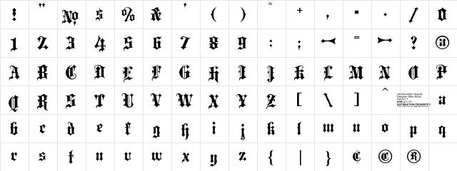 LHFOldBlackletterRegular Medium  glyph index