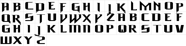 Daredevil Regular  glyph index