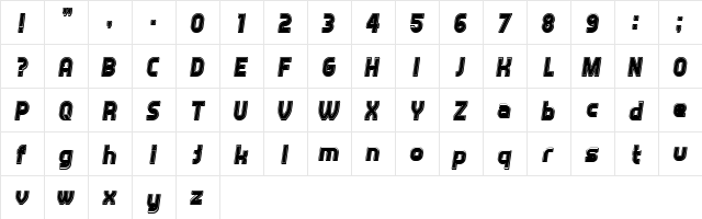 Answer 3D Filled Italic  glyph index