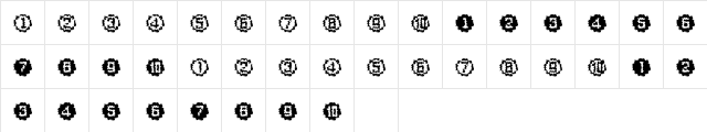 XRough28 Becker Regular  glyph index