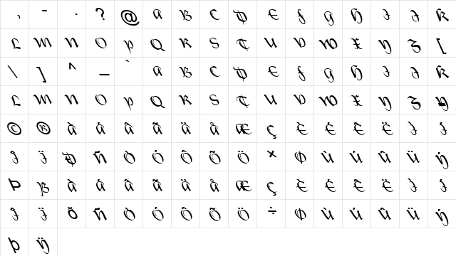 FZ SCRIPT 19 LEFTY Normal  glyph index