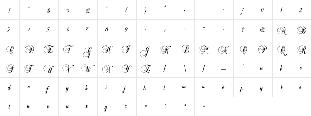 CopyistC Regular  glyph index