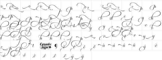 Ambassador Script Begs III Regular  glyph index