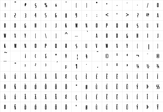 SerpentineComDBol Regular  glyph index