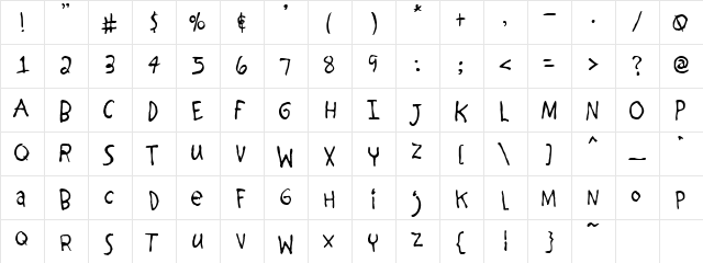 Scrap Brother Regular  glyph index