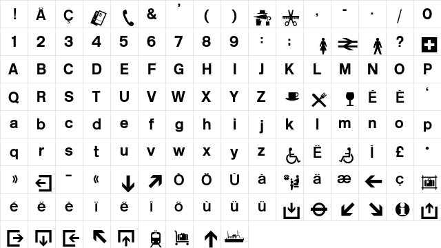 British RailDark  glyph index