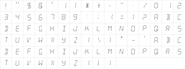 Minisystem Regular  glyph index