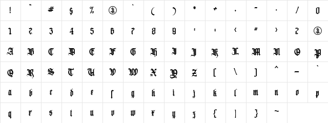 Avestrava Personal Use Only Tattoo  glyph index