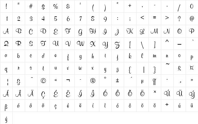 Murray Hill D EE Regular  glyph index