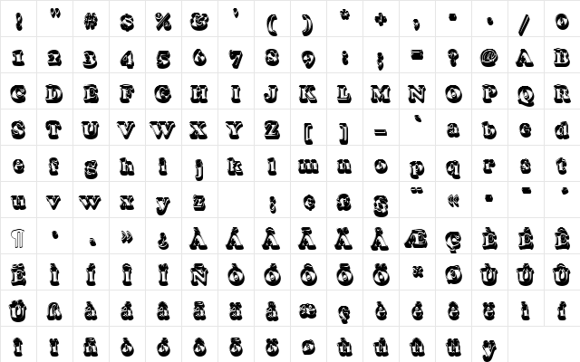 CooperBlaOutDSh1 Regular  glyph index