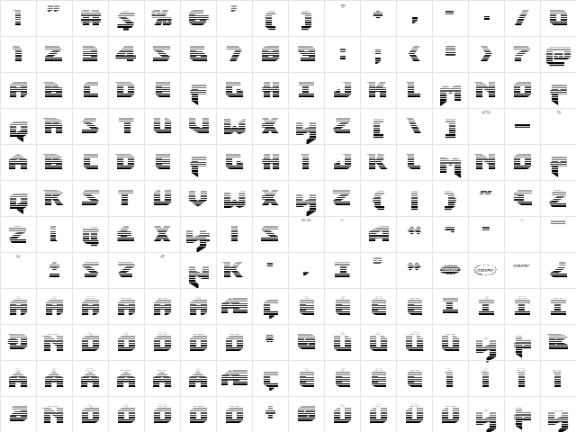 Heavy Copper Gradient Regular  glyph index