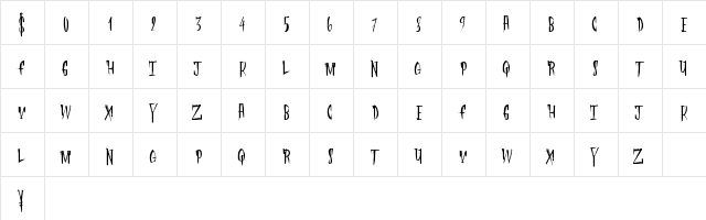 FleshDigster Regular  glyph index