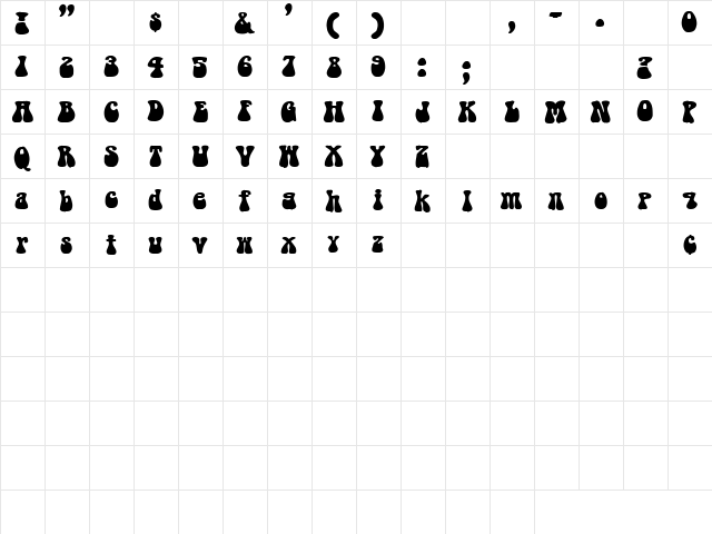 Pedals 2 Regular  glyph index