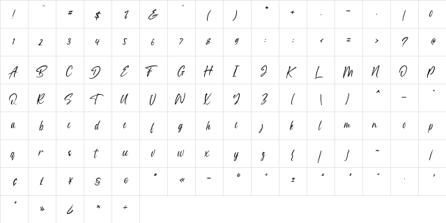 Thailand Regular  glyph index