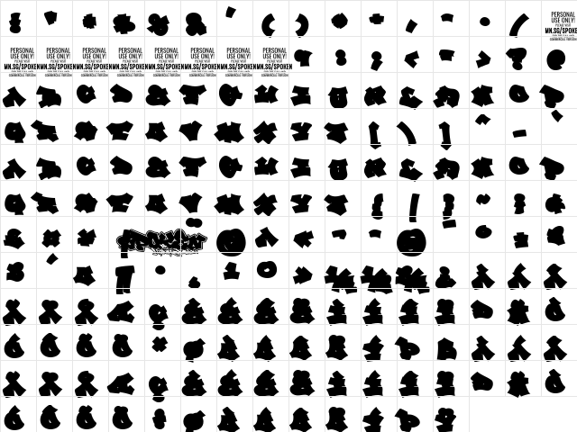 Spoken BG PERSONAL USE ONLY Regular  glyph index