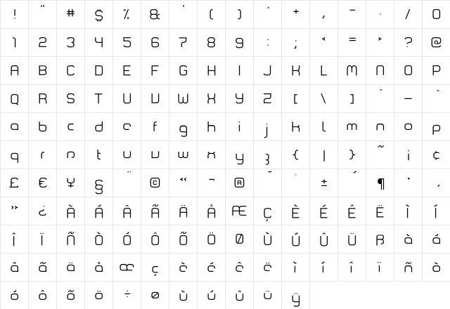 Comsat Stealth  glyph index