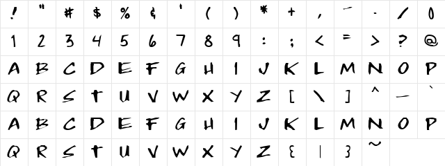 Paradox Now Regular  glyph index