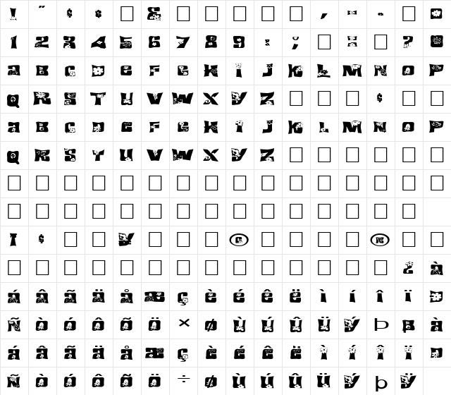 FZ WARPED 19 EX Normal  glyph index