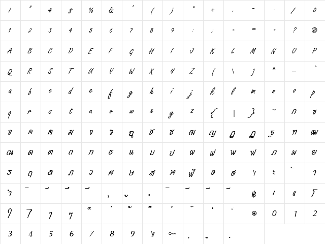 DSN FreeJack Regular  glyph index