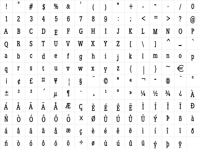 EggoThin Bold  glyph index