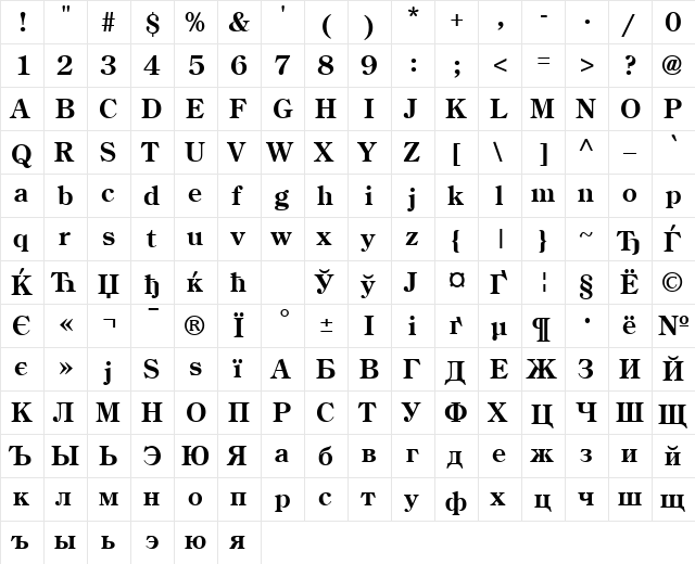 AGCenturion Bold  glyph index