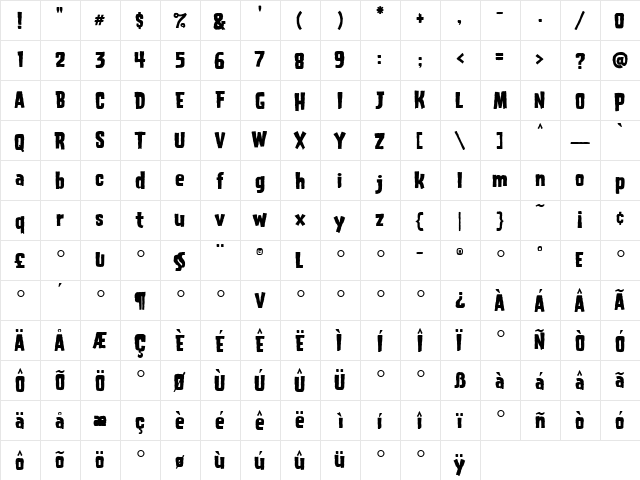 HouseofTerror Medium  glyph index