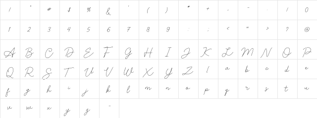 Silly Girls Regular  glyph index