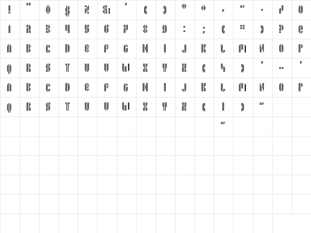 Pyrsing Regular  glyph index