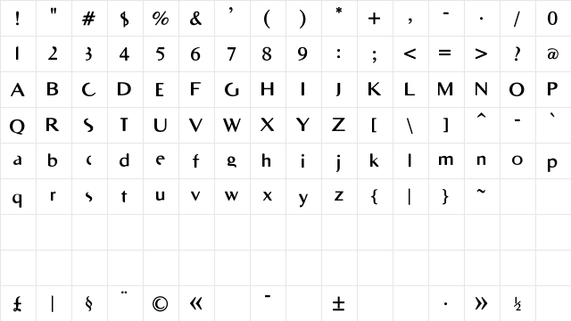 RighOn Bold  glyph index