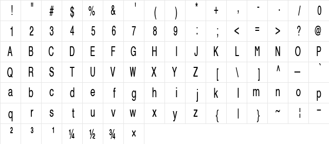 Regula Regular  glyph index