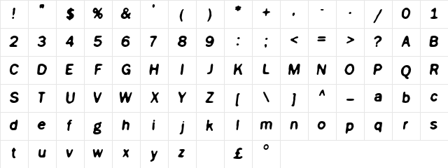 Jigger Regular  glyph index