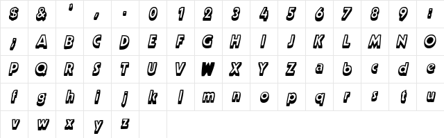 BeurketShadowSSK BoldItalic  glyph index