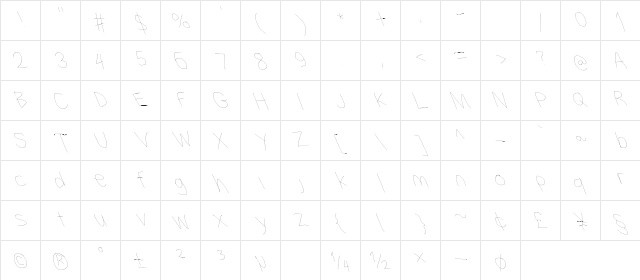 Filament Serie One  glyph index