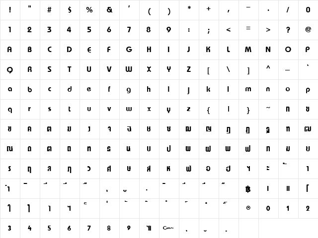 DSN RatBuRaNa Regular  glyph index
