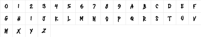 TARANTULA Regular  glyph index
