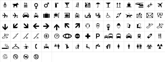 Mini Pics International  glyph index
