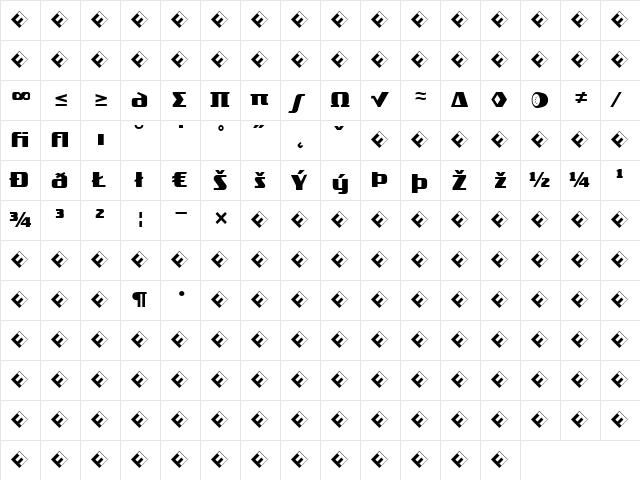 TradeMarker Bold  glyph index