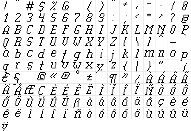 Cr-03 Regular  glyph index