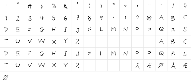 Poilet Taper Regular  glyph index