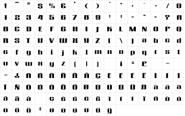 gogo "squat Regular  glyph index