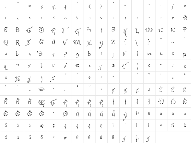 Holly Jingle Condensed Condensed  glyph index