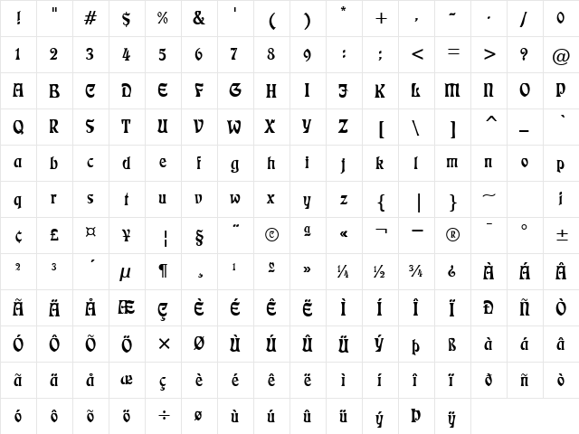 Lushlife Regular  glyph index