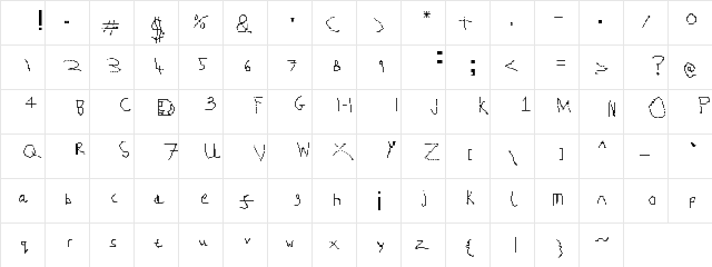 1337 font Regular  glyph index