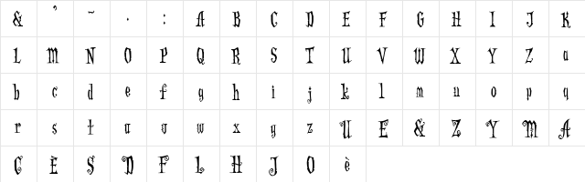 Addams Regular  glyph index