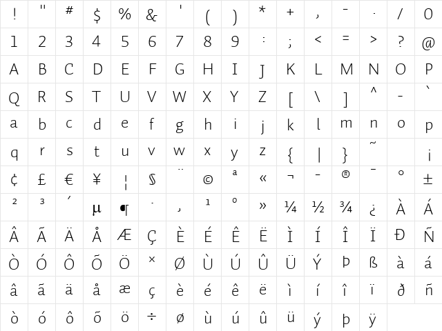 Auto 3 Light LF  glyph index